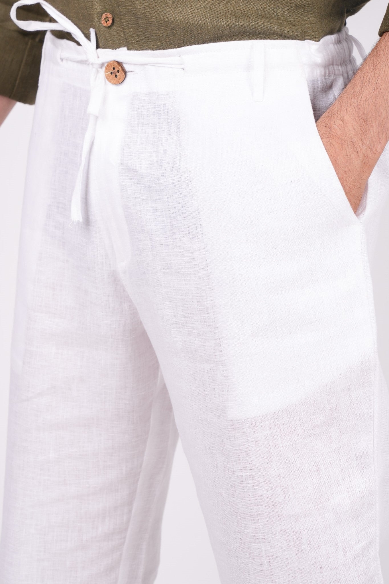 Pearl White Linen Pants