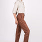 Mocha Brown Flat Front Linen Pants