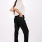 Midnight Black Flat Front Linen Pants