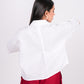 Pearl White Linen Drooping Shoulder Shirt