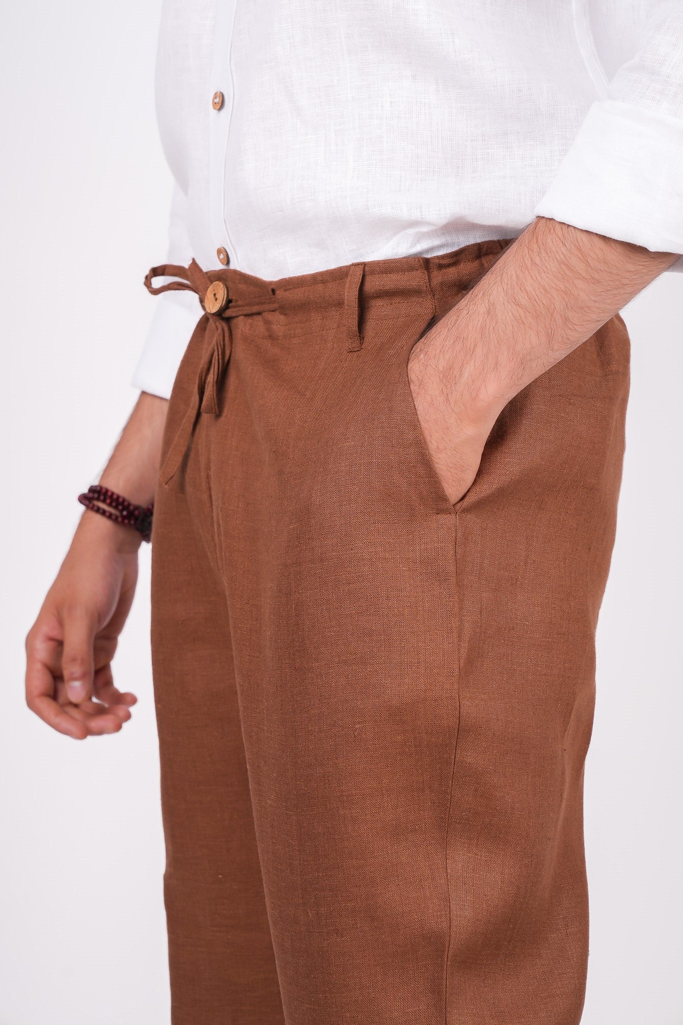 Mocha Brown Linen Pants