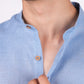 Ocean Blue Chinese Collar Shirt