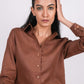 Mocha Brown Linen Co-Ord Set - Includes Pair of Pants and Full Sleeves Shirt