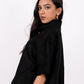 Midnight Black Linen Drooping Shoulder Shirt