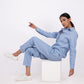 Ocean Blue Linen Co-Ord Set - Includes Pair of Pants and Full Sleeves Shirt