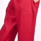 Cherry Red Linen Co-Ord Set - Includes Pair of Pants and Half Sleeves Drooping Shoulder Shirt