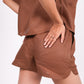 Mocha Brown Linen Shorts