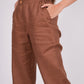 Mocha Brown Flat Front Linen Pants