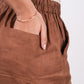 Mocha Brown Flat Front Linen Pants