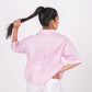 Baby Pink Linen Drooping Shoulder Shirt