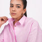 Baby Pink Linen Drooping Shoulder Shirt