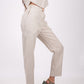 Earthy Natural Flat Front Linen Pants