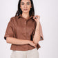 Mocha Brown Linen Drooping Shoulder Shirt