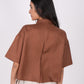 Mocha Brown Linen Drooping Shoulder Shirt