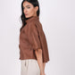 Mocha Brown Linen Drooping Shoulder Shirt