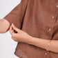 Mocha Brown Linen Drooping Shoulder Shirt