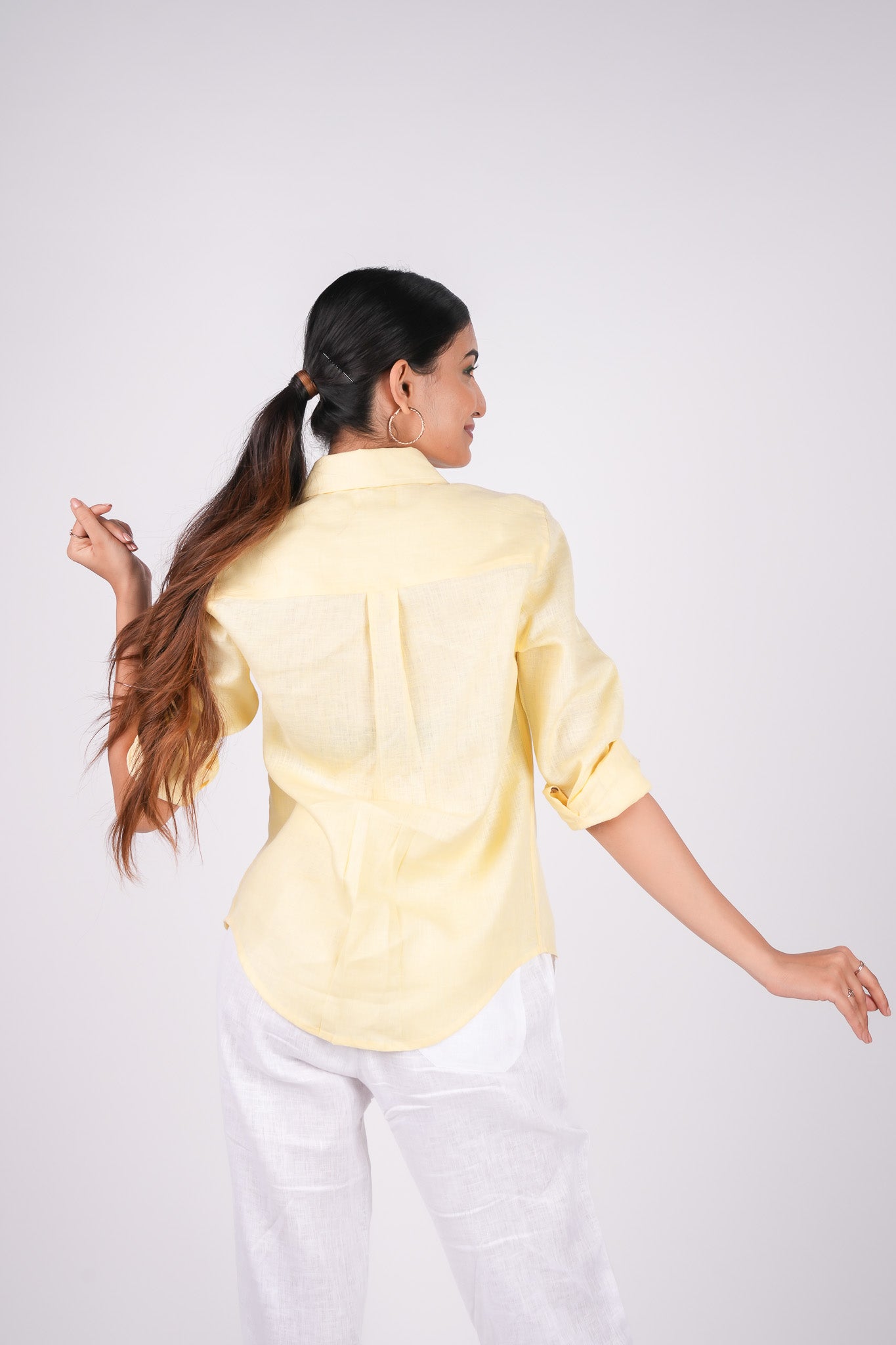 Sunshine Yellow Full Sleeves Spread Collar Linen Shirt