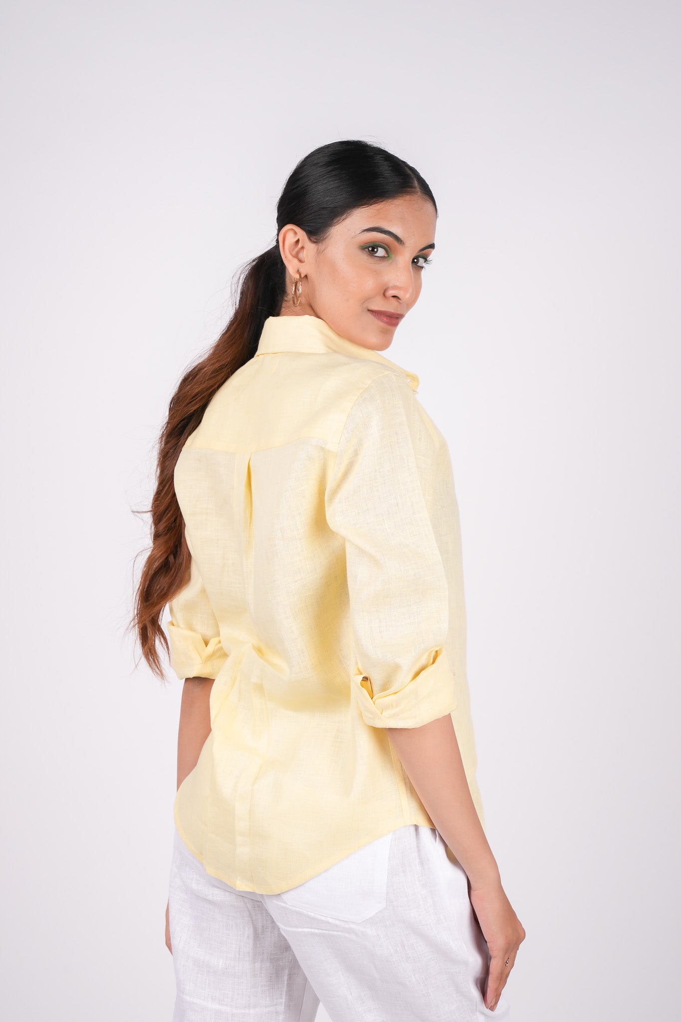 Sunshine Yellow Full Sleeves Spread Collar Linen Shirt