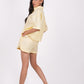 Sunshine Yellow Linen Co-Ord Set - Includes Pair of Shorts and Half Sleeves Drooping Shoulder Shirt