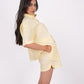 Sunshine Yellow Linen Co-Ord Set - Includes Pair of Shorts and Half Sleeves Drooping Shoulder Shirt