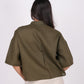 Forest Green Linen Drooping Shoulder Shirt