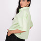 Kiwi Green Linen Drooping Shoulder Shirt