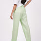 Kiwi Green Flat Front Linen Pants