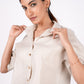 Earthy Natural Linen Drooping Shoulder Shirt