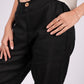 Midnight Black Flat Front Linen Pants